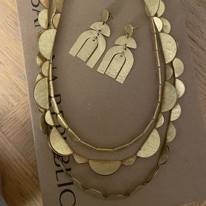 Banana Republic Layered Half Crescent Statement Necklace and Earrings